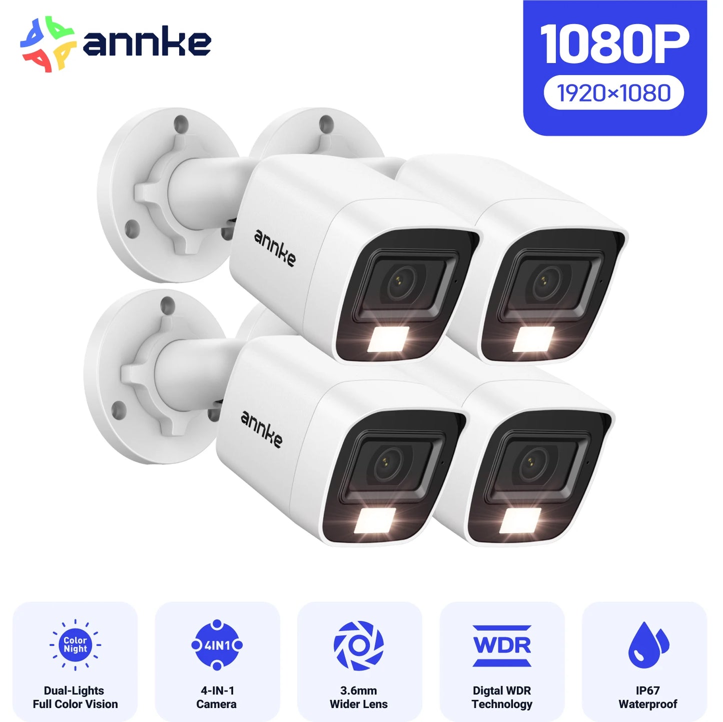 ANNKE 1080P 2MP HDTVI Surveillance Camera Night Vision IP67