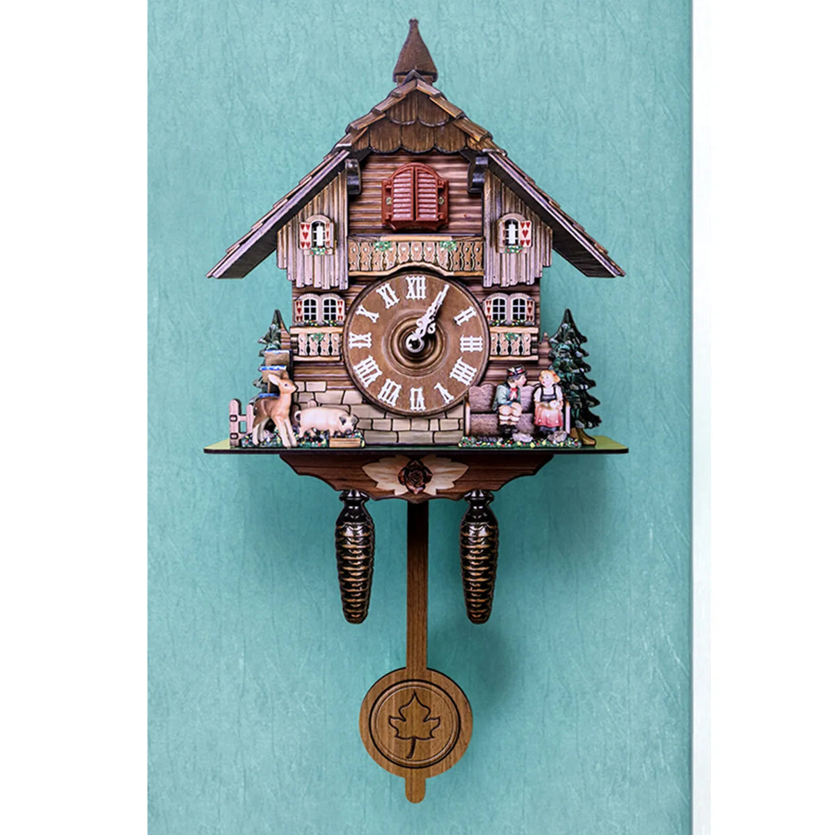 Traditional Wooden Cuckoo Wall Clock With Pendulum