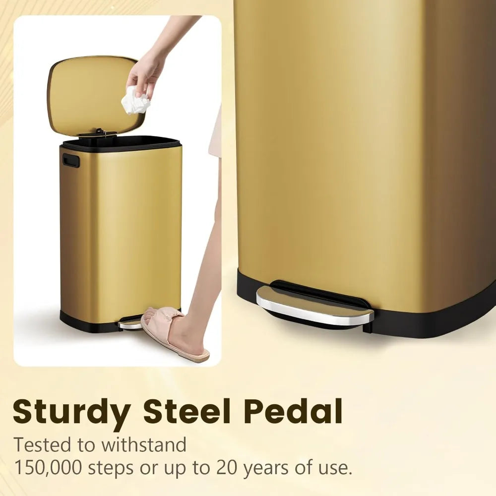 Stainless Steel Pedal Trash Can With Soft Close Lid
