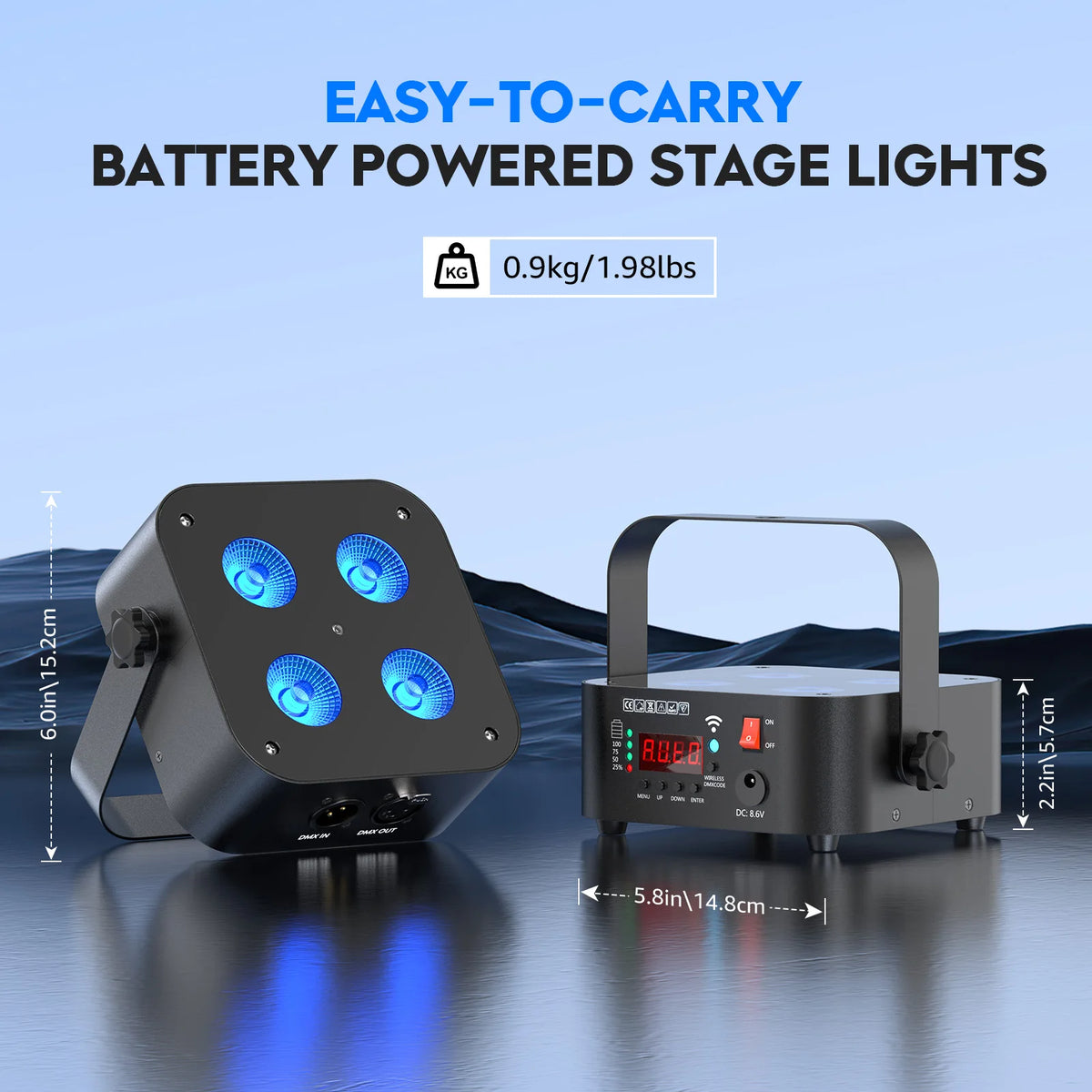 U'King Rechargeable DMX Par Stage Lights