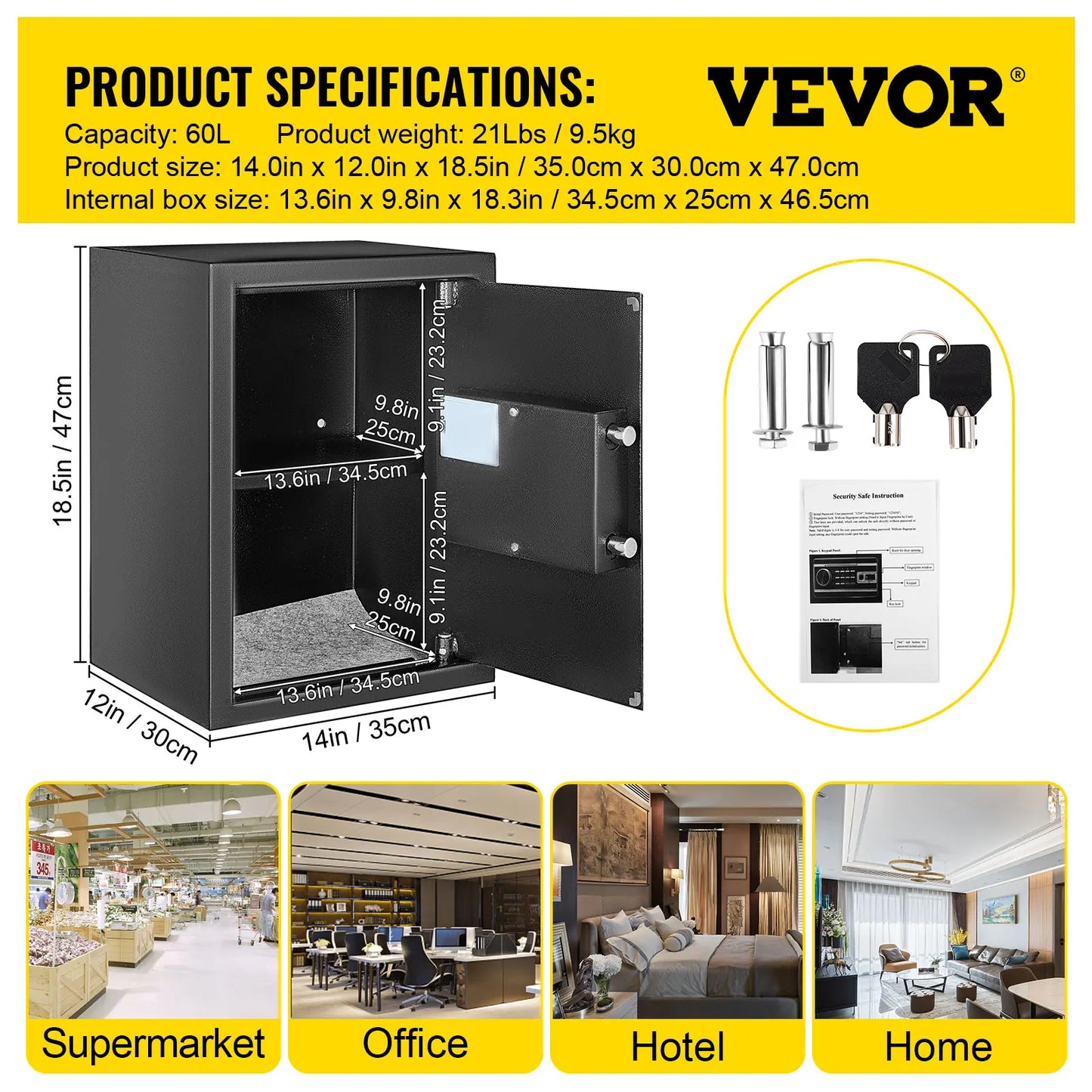 SucceBuy Fingerprint Safe Deposit Box Digital Lock