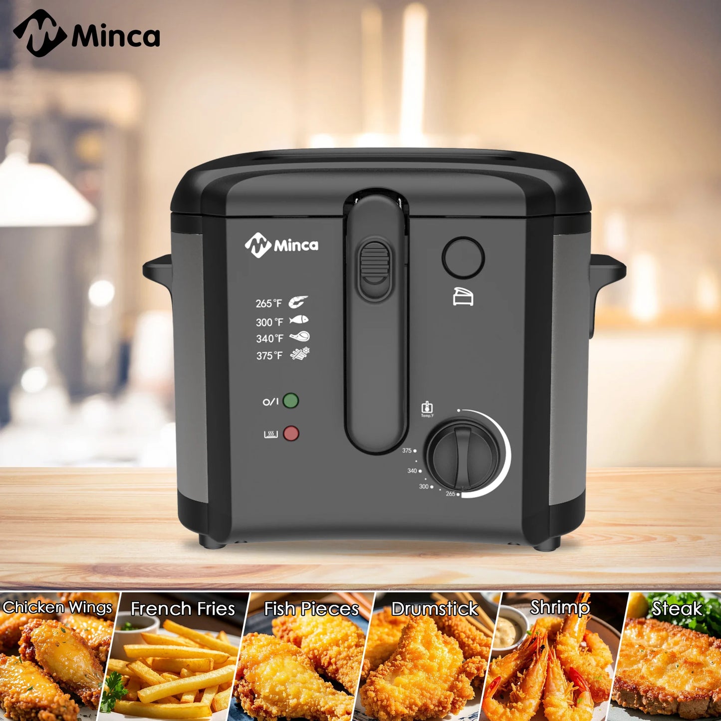 M Minca 1500W Fryer With Detachable Lid Odor Filter