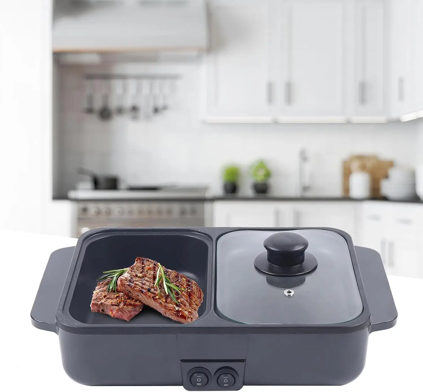 Electric Hot Pot And Griddle With Nonstick Shabu Shabu Pot