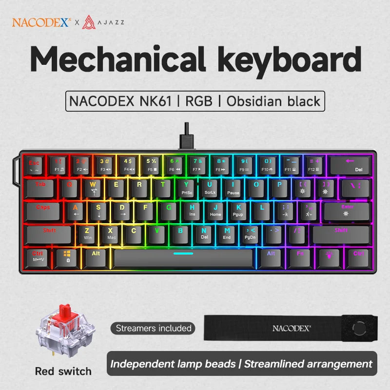 Ajazz NK61 RGB Wired Mechanical Keyboard 61 Keys