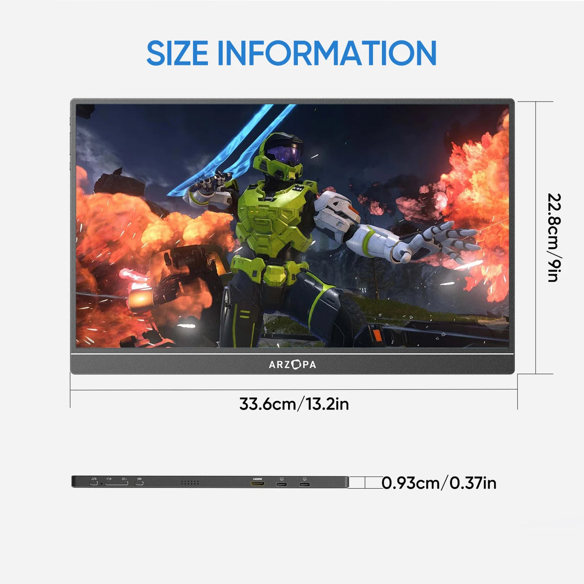Arzopa Portable Gaming Monitor 144Hz 1080P FHD IPS