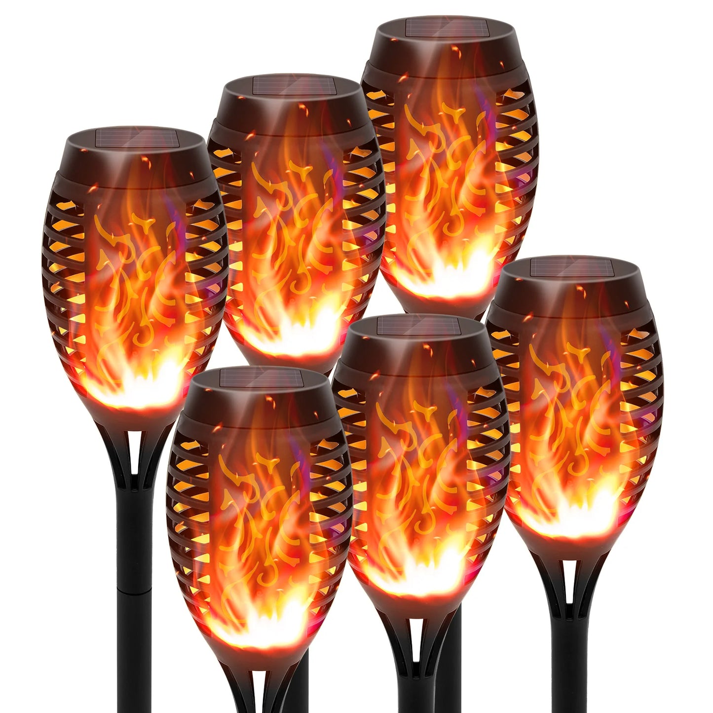 Solar Torch Lights With Flickering Flame Waterproof Garden