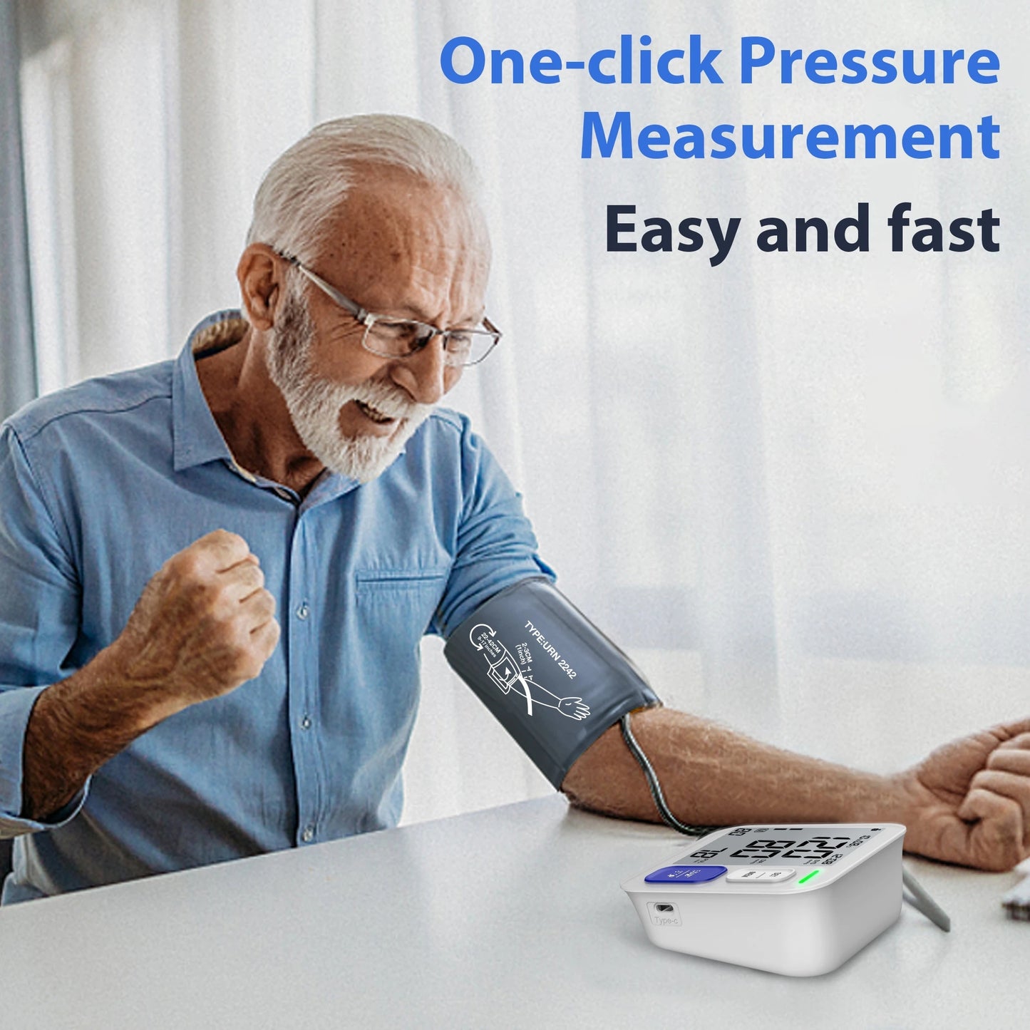 Automatic Sphygmomanometer with a Large Cuff for Upper Arms, Featuring a Wide Range of 8.66-16.54 inch, Memory for 2*90 Readings
