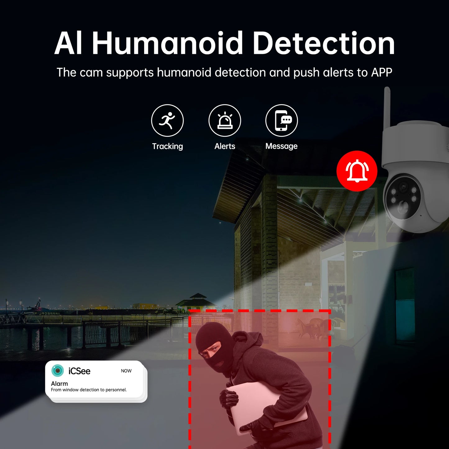 GEYUNE 4MP Wireless Solar Security Camera Outdoor PIR