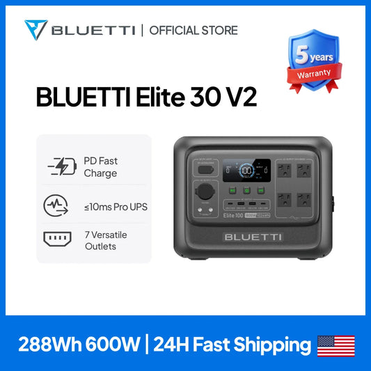 BLUETTI Elite 30 V2 288Wh 600W Portable Power Station