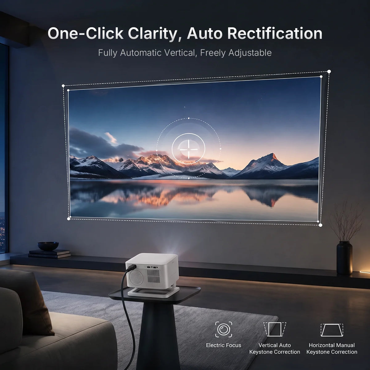LynCast X4AR Auto Keystone Projector 1080P 4K Decoding, Android 14 5G WiFi6 BT5.4, Portable Mini for Home Theater Outdoor Movie