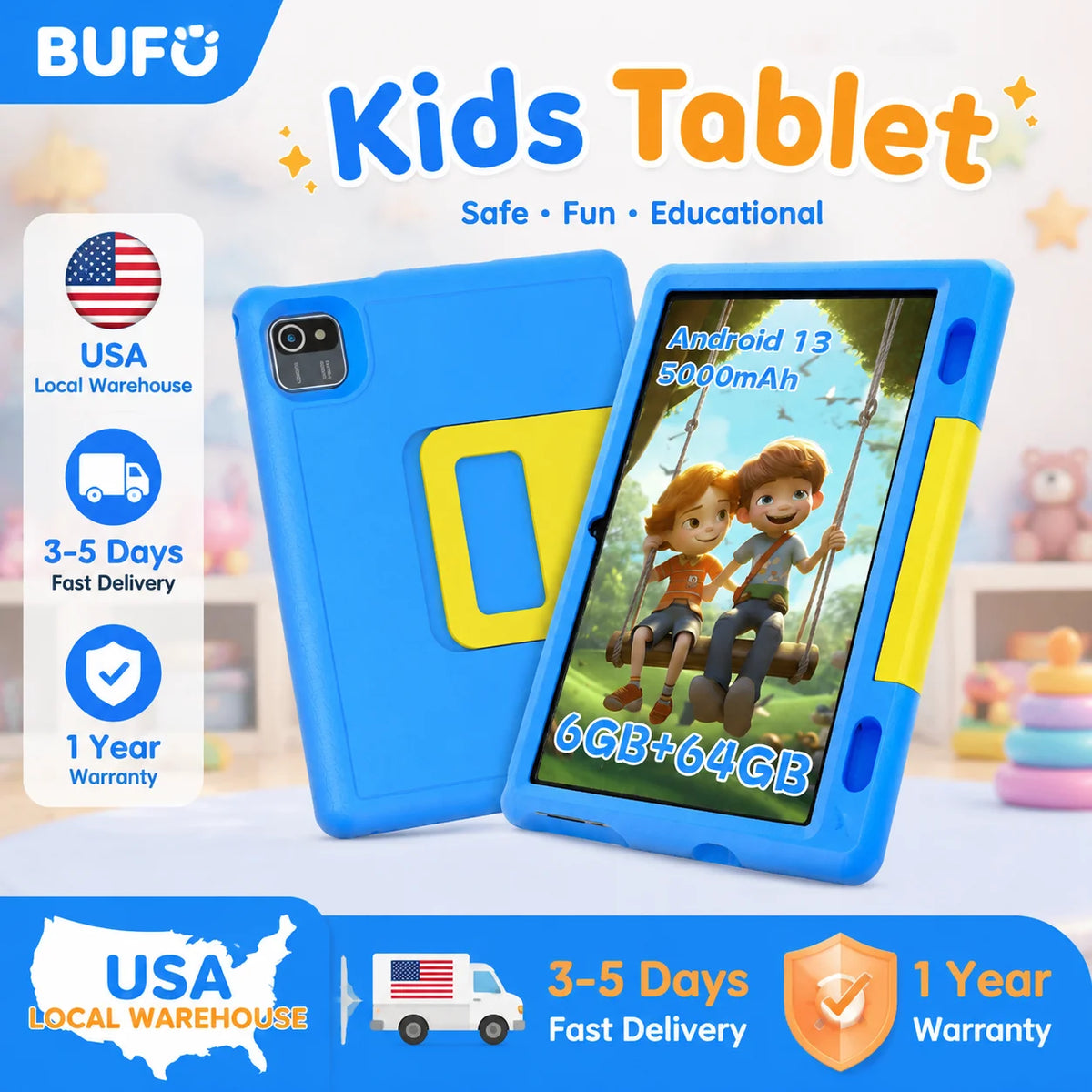 BUFO Kids Android Tablet With Shockproof Case