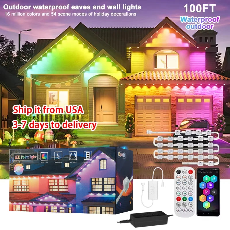 SZREBOW Permanent Outdoor Smart RGBIC Eaves LED Lights
