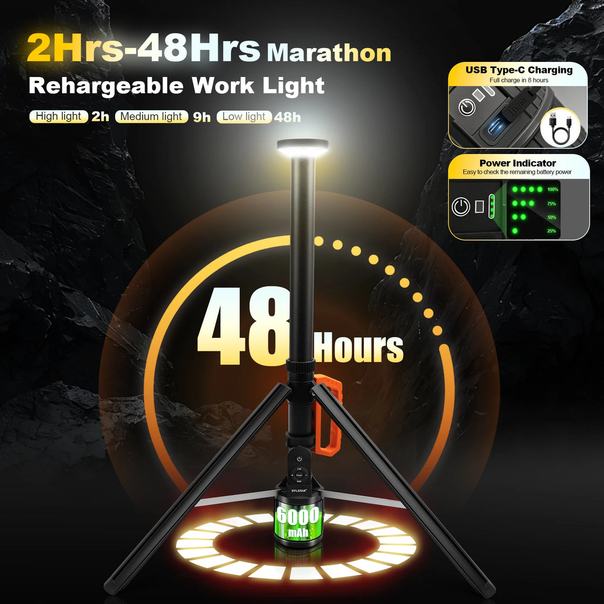 Rechargeable Telescopic LED Work Light With Remote Control