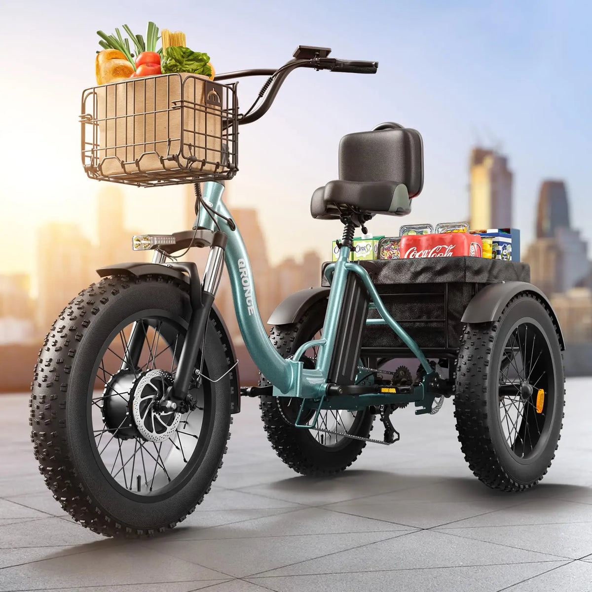 QRONGE Electric Fat Tire Tricycle for Adults