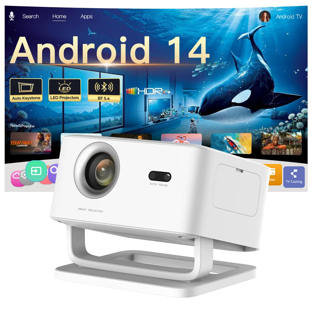 LynCast X4AR Auto Keystone Projector 1080P 4K Decoding, Android 14 5G WiFi6 BT5.4, Portable Mini for Home Theater Outdoor Movie