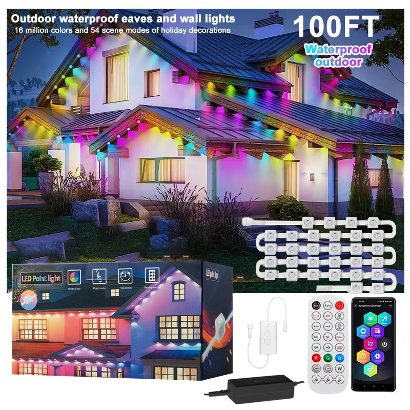 SZREBOW Permanent Outdoor Smart RGBIC Eaves LED Lights