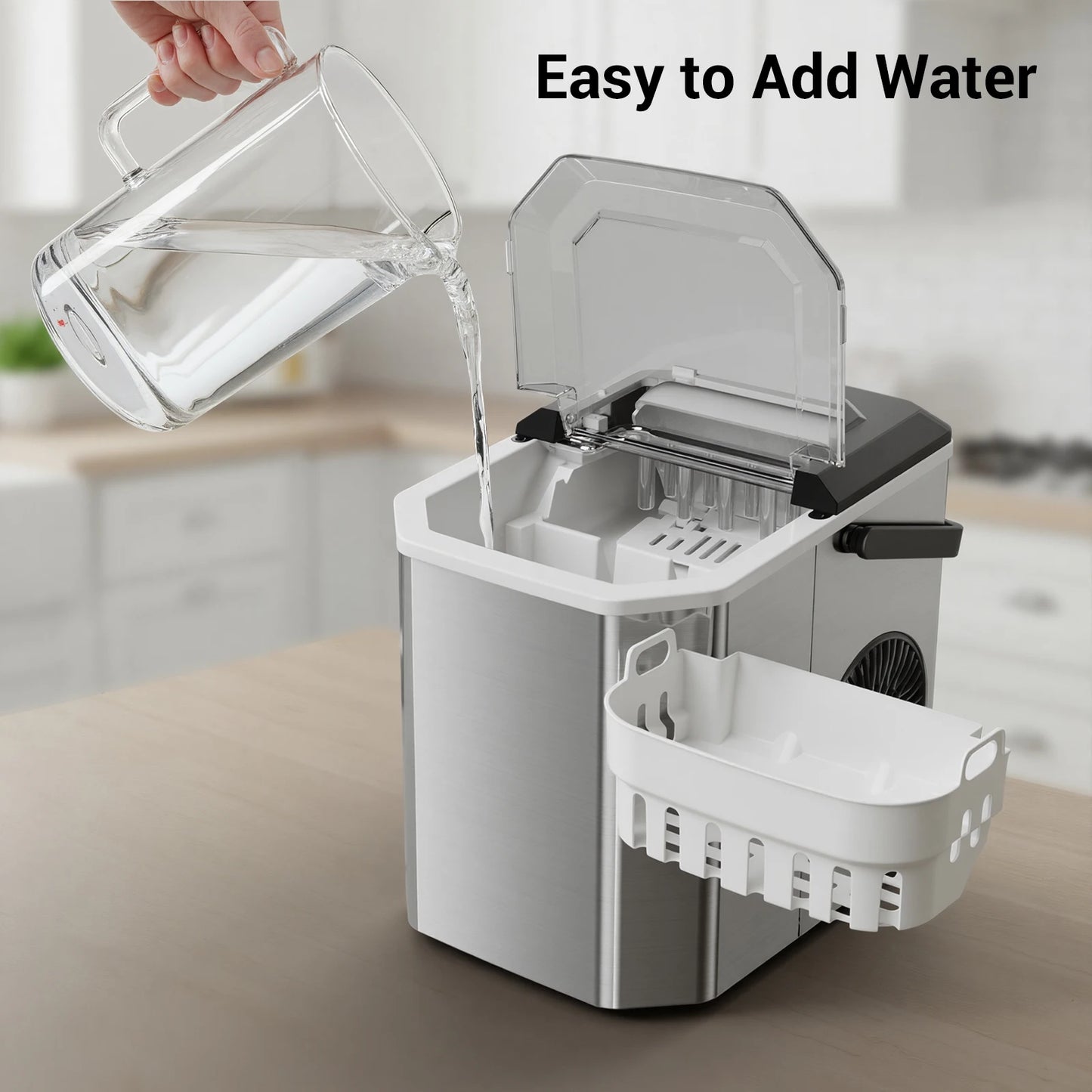 SHICUO Countertop Ice Maker Self Cleaning 9 Bullet Ice