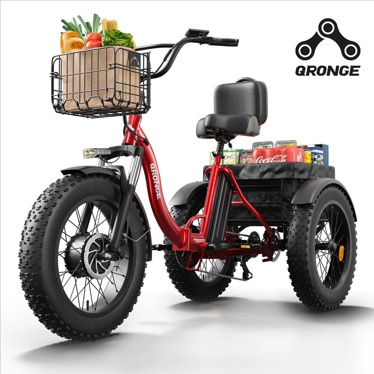 QRONGE Electric Fat Tire Tricycle for Adults