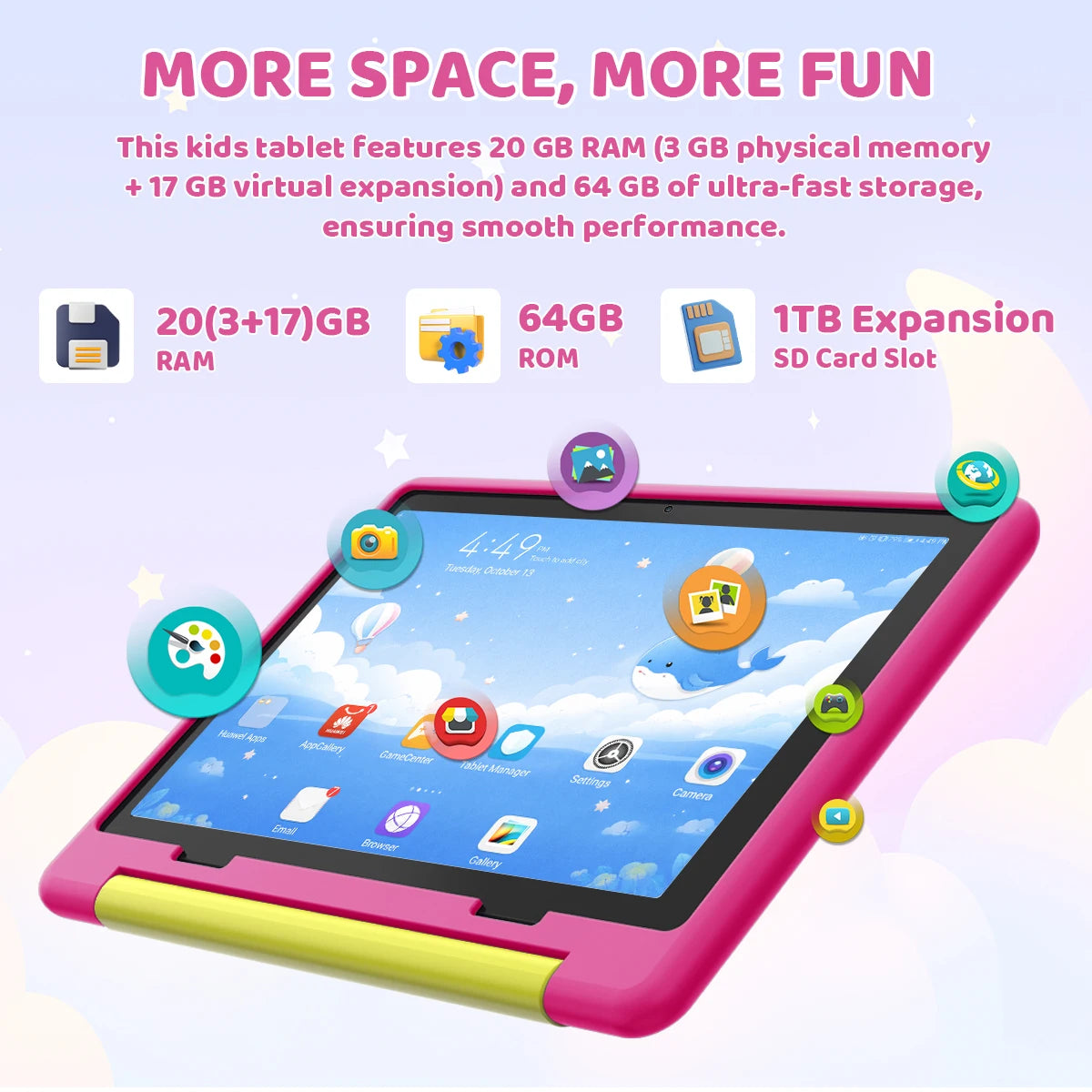BUFO Kids Tablet With Parental Controls And Dual Cameras