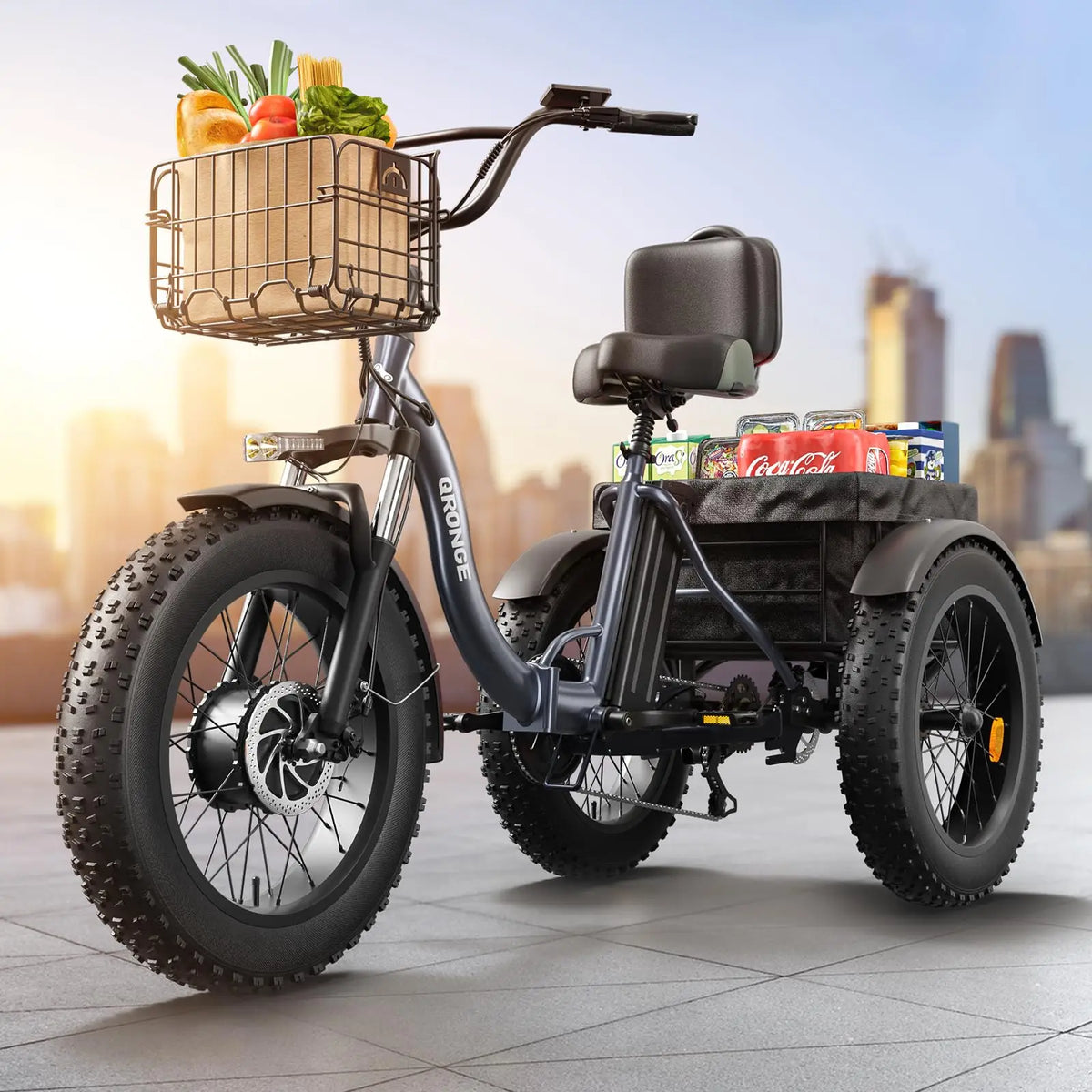 QRONGE Electric Fat Tire Tricycle for Adults