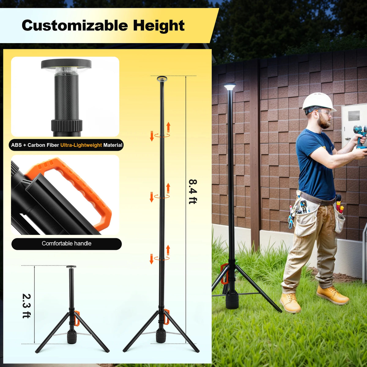 Rechargeable Telescopic LED Work Light With Remote Control