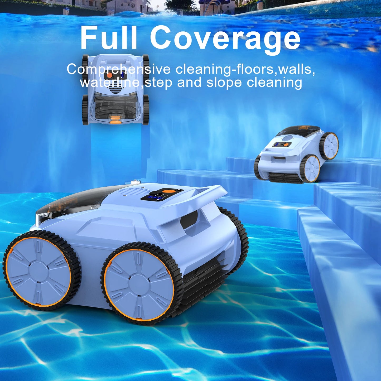 SEAUTO SAT20 Pool Vacuum Up to 180 Mins Run Time, Robotic Pool Cleaner Above Ground for Inground Pools up to 2000 Sq.ft