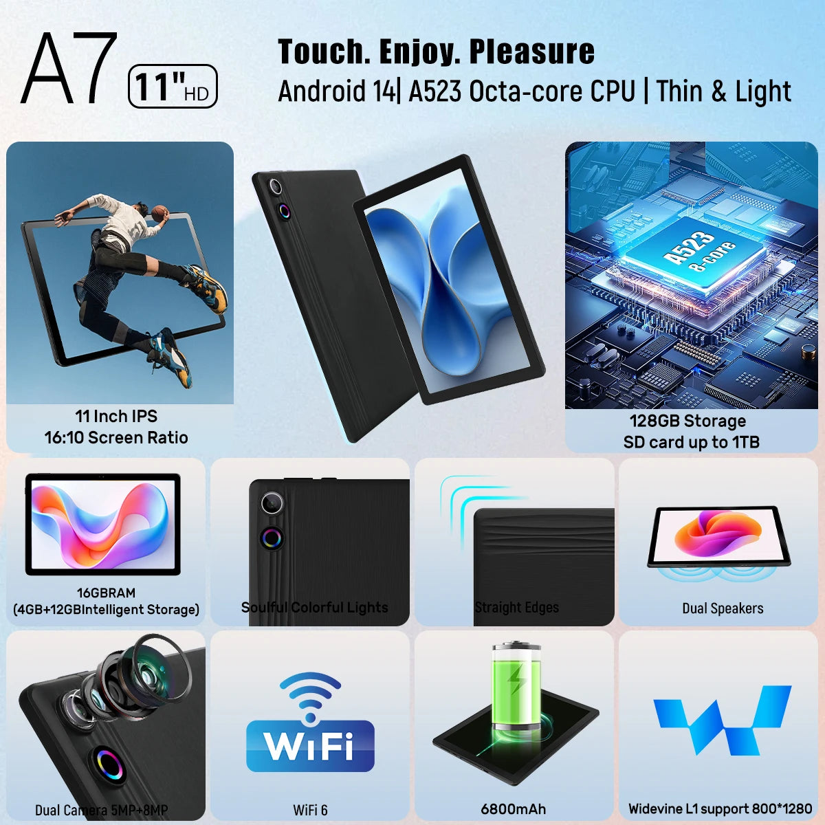 BUFO A7 Octa Core Android 14 Tablet PC