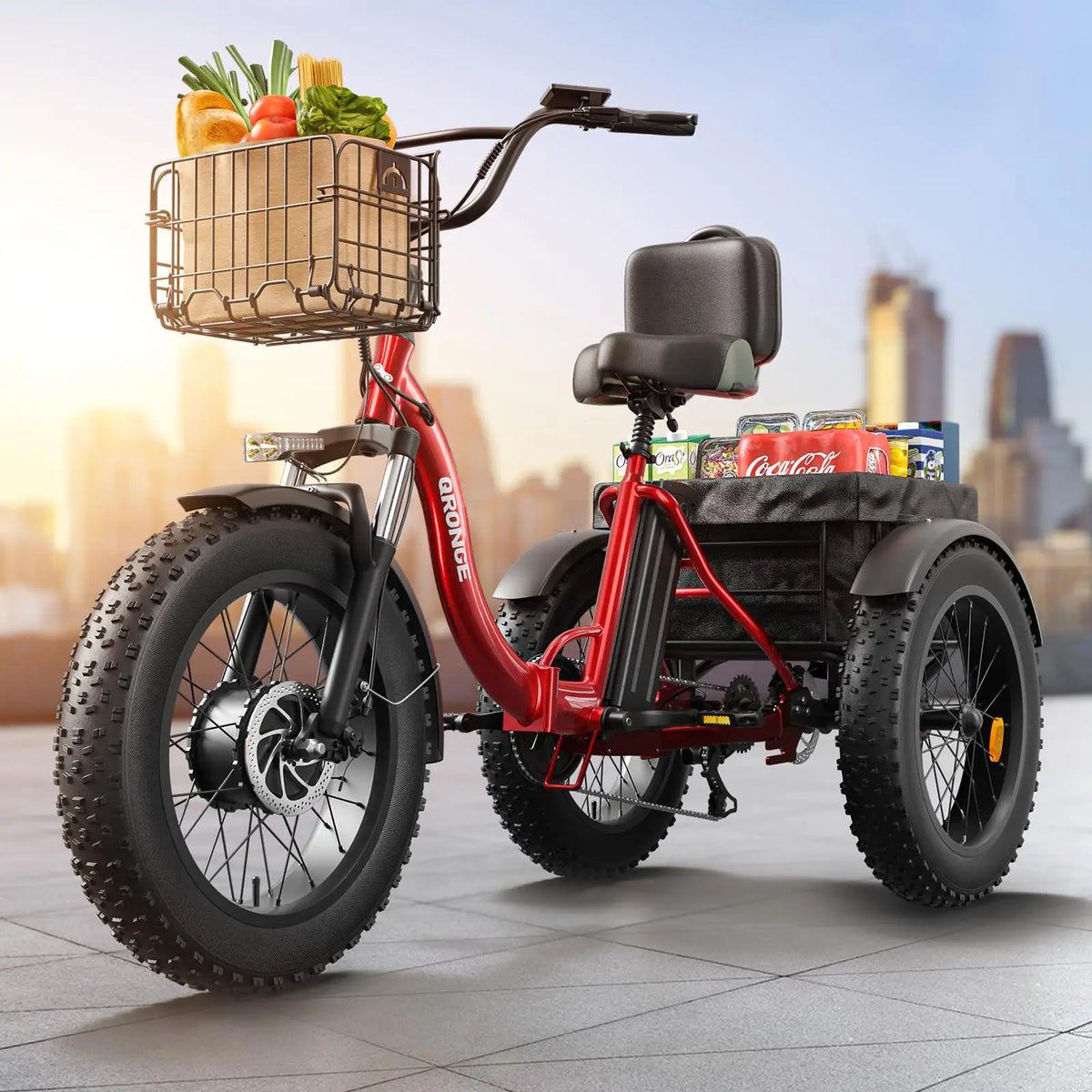 QRONGE Electric Fat Tire Tricycle for Adults