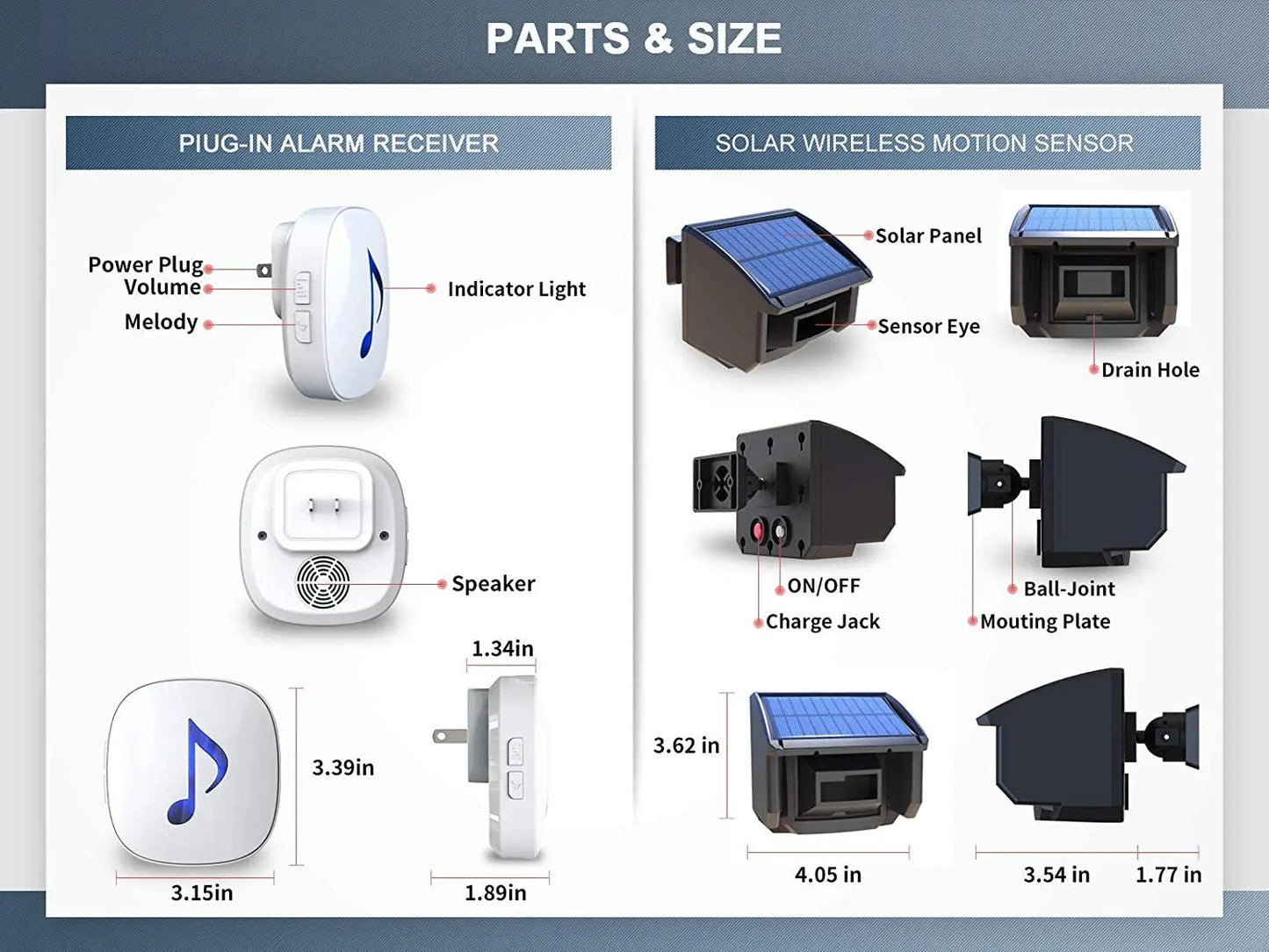 HTZSAFE Solar Wireless Driveway Alarm System