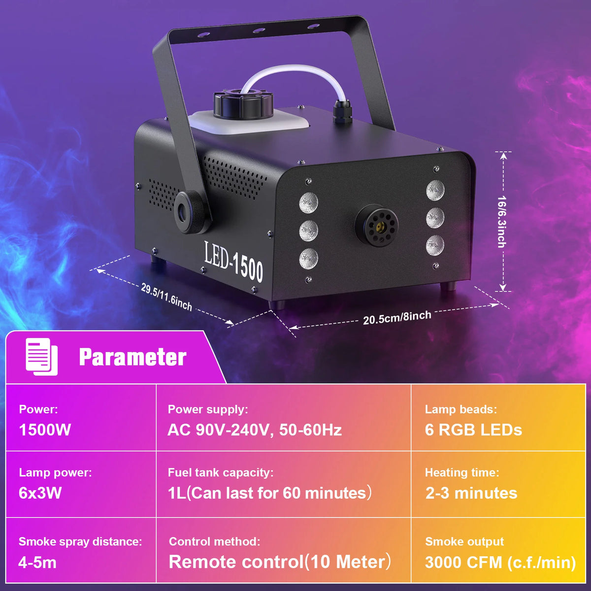 U'King RGB LED Fog Machine With Remote Control