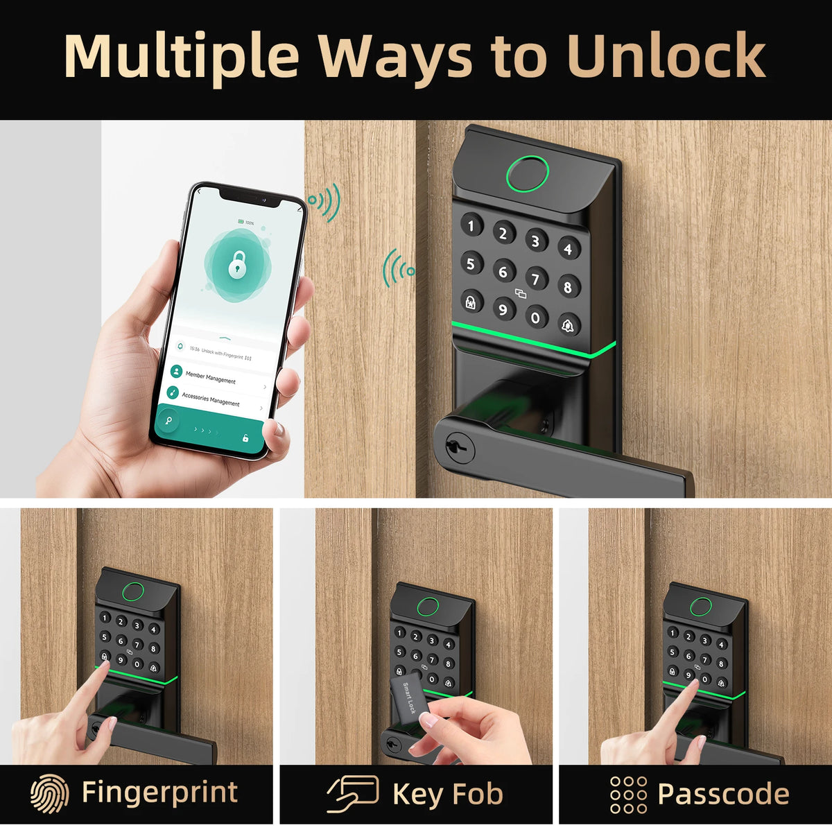 Viladepot Smart Fingerprint Door Lock With Keypad Handle