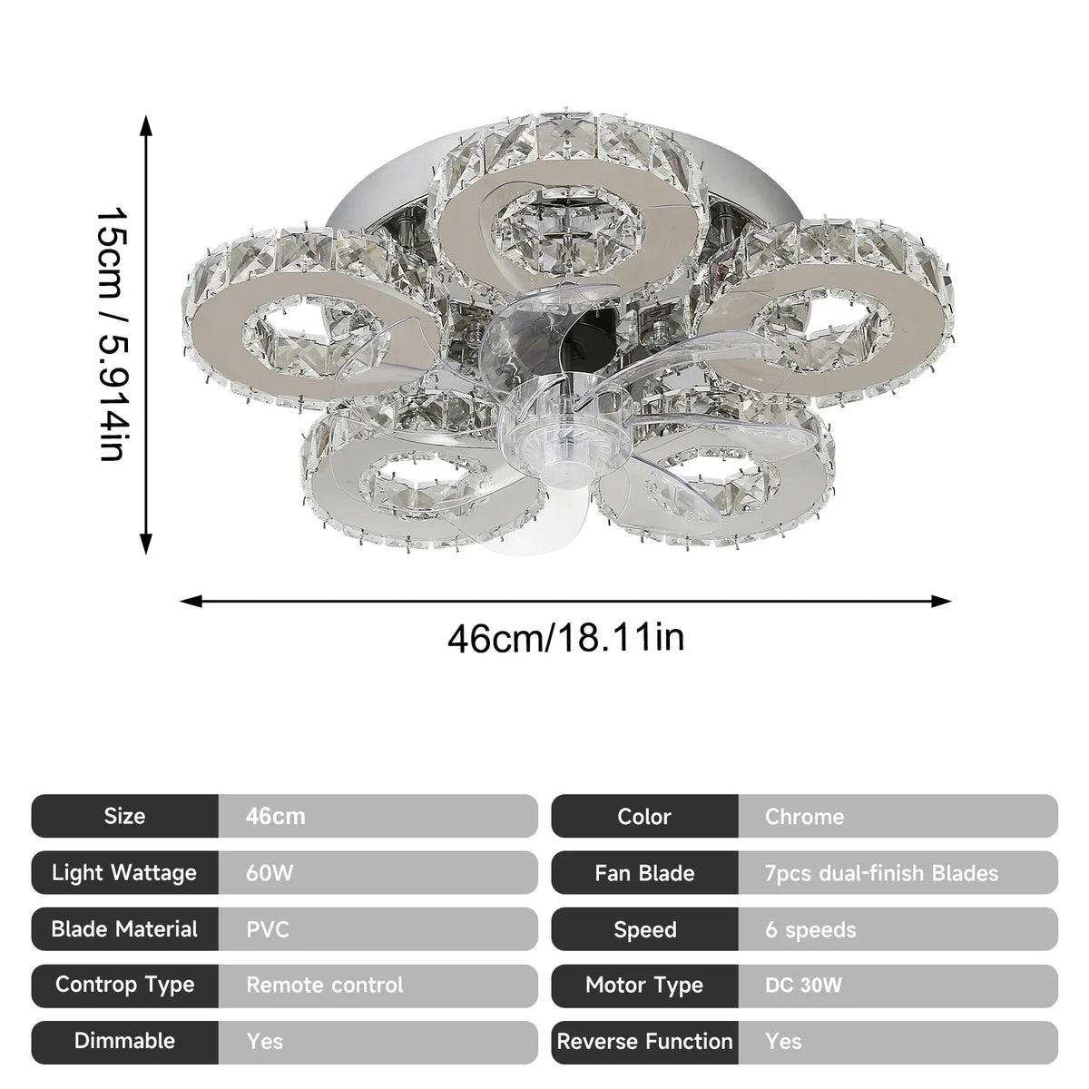 GreeLustr Smart Led Ceiling Fan Chandelier