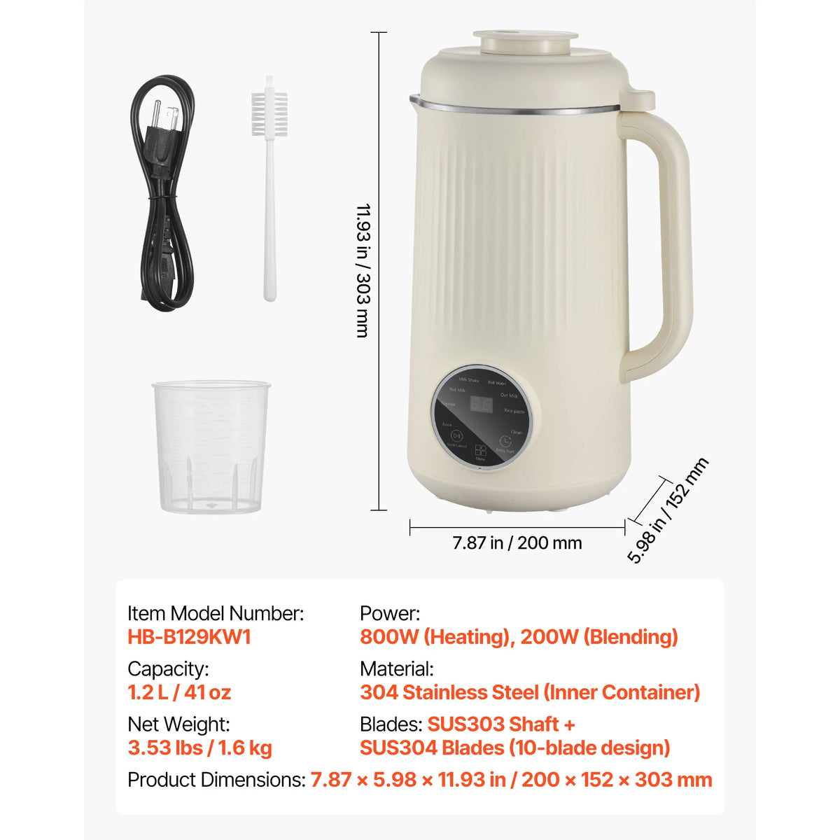VEVOR 8 In 1 Electric Nut Milk Maker