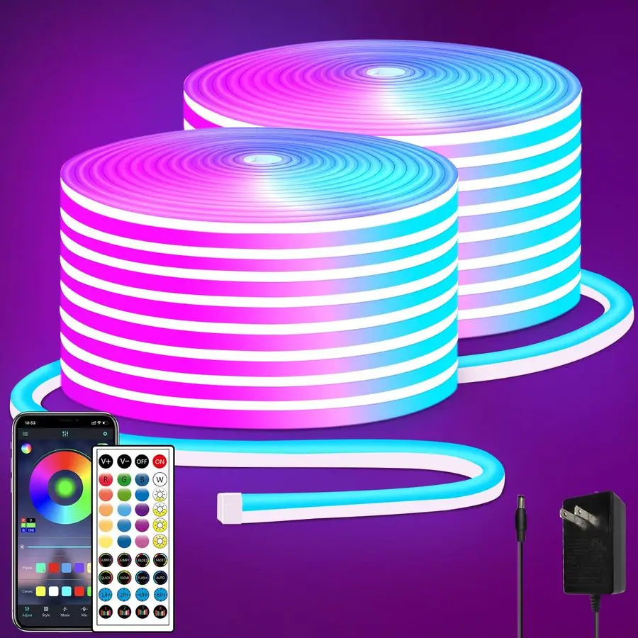RGB LED Neon Rope Lights With Remote App Control