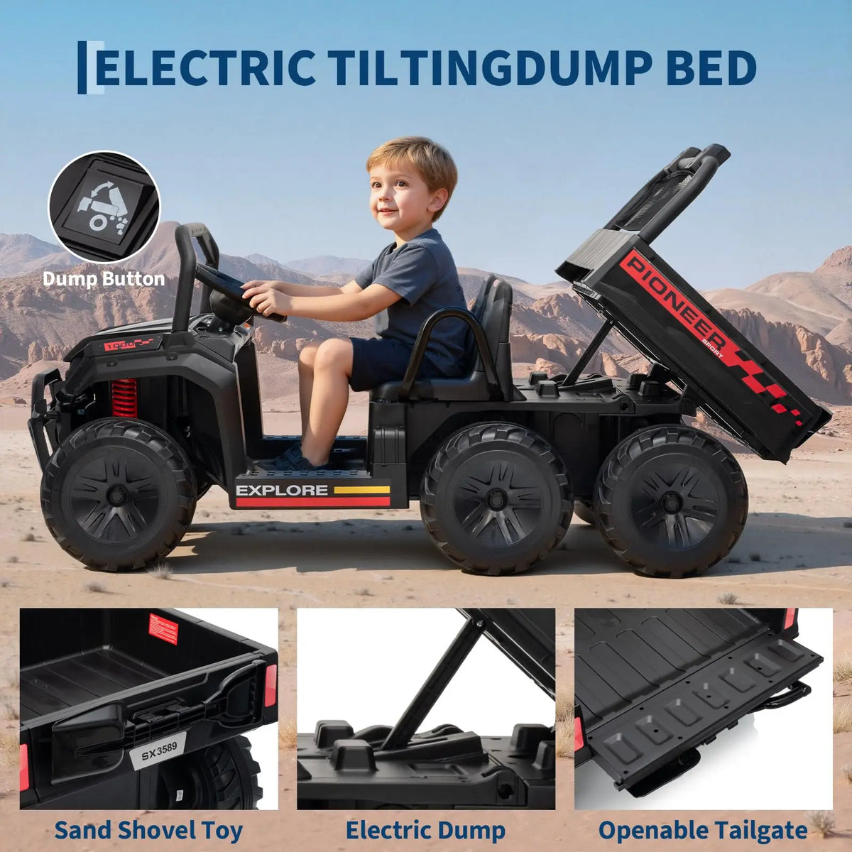 HiMISS 4WD Kids Ride On Electric Dump Truck