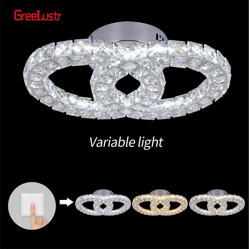 GreeLustr Square Crystal Led Ceiling Light