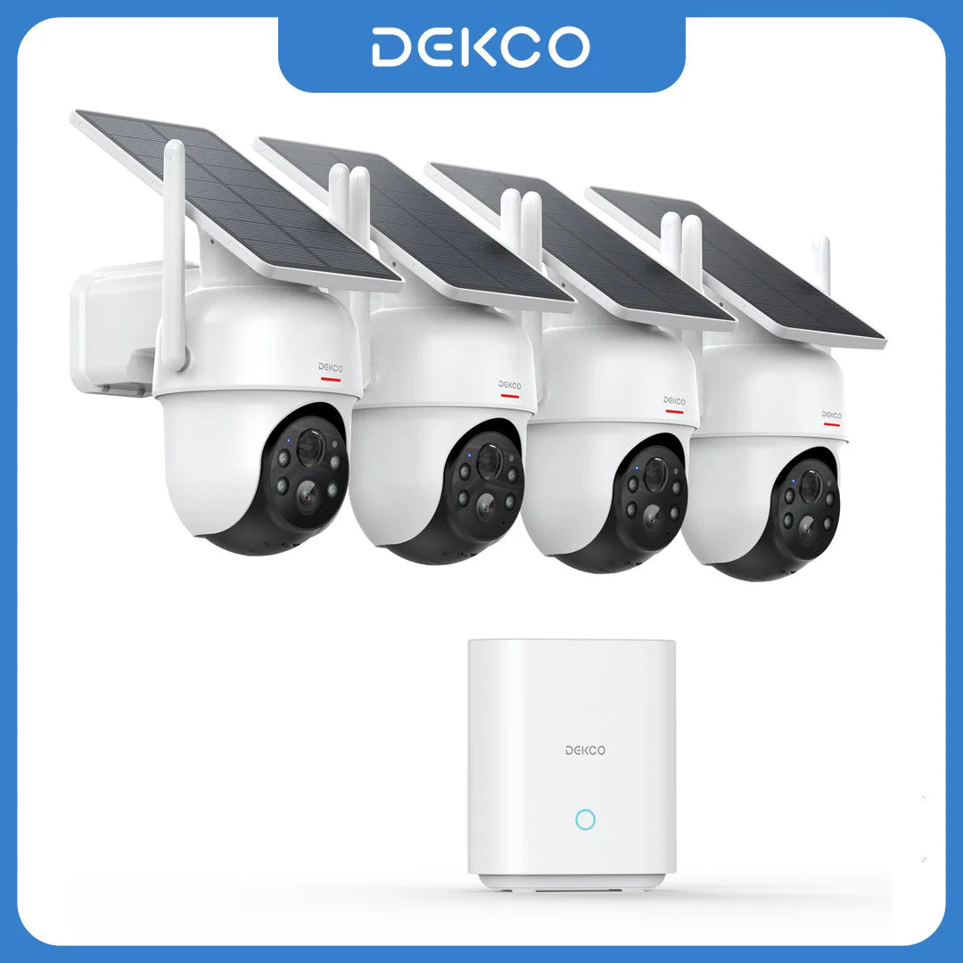 Dekco 3MP Solar Security Camera System Four Pack