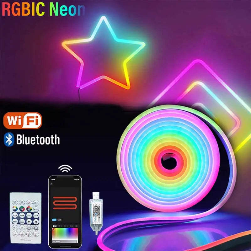 RGBIC Neon LED Strip Lights IP65 Bluetooth App Control