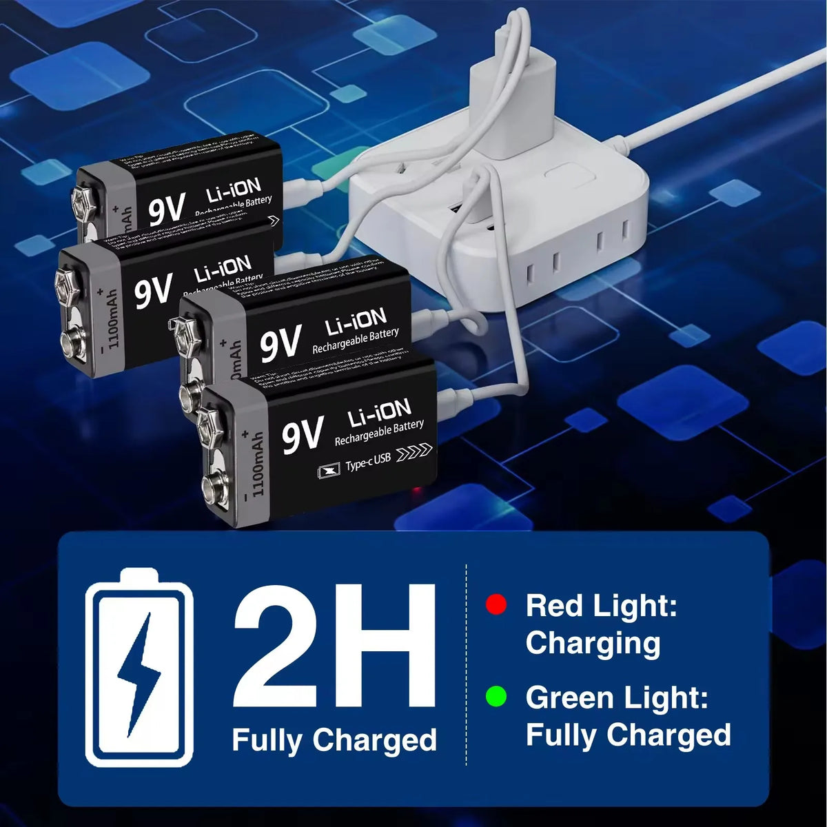 Kuugro 9V USB Rechargeable Battery Pack