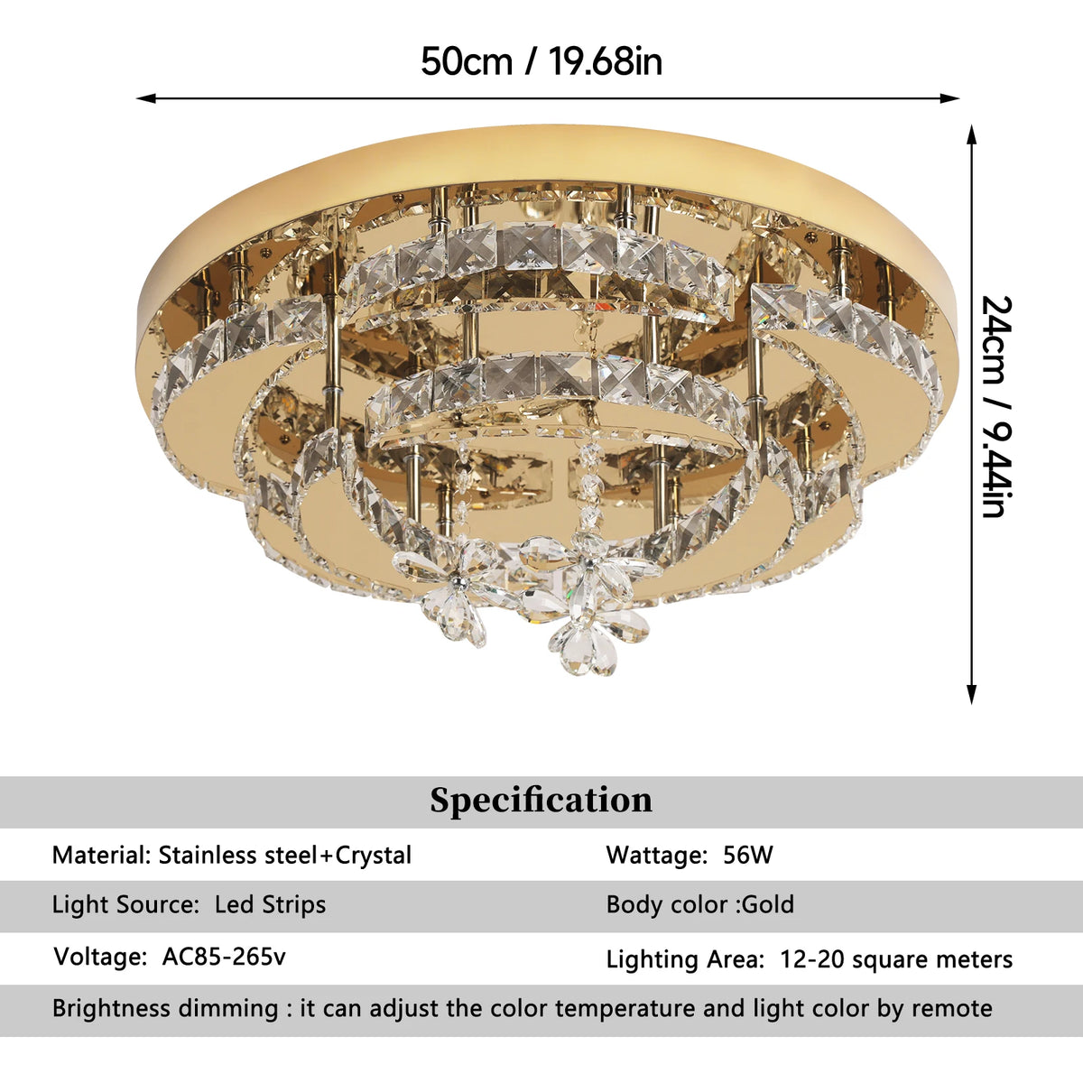 GreeLustr Modern Crystal Led Chandelier