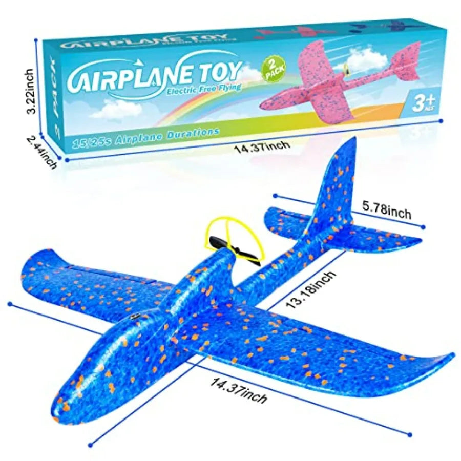 Electric Foam Airplane Toy Two Pack LED Planes Outdoor