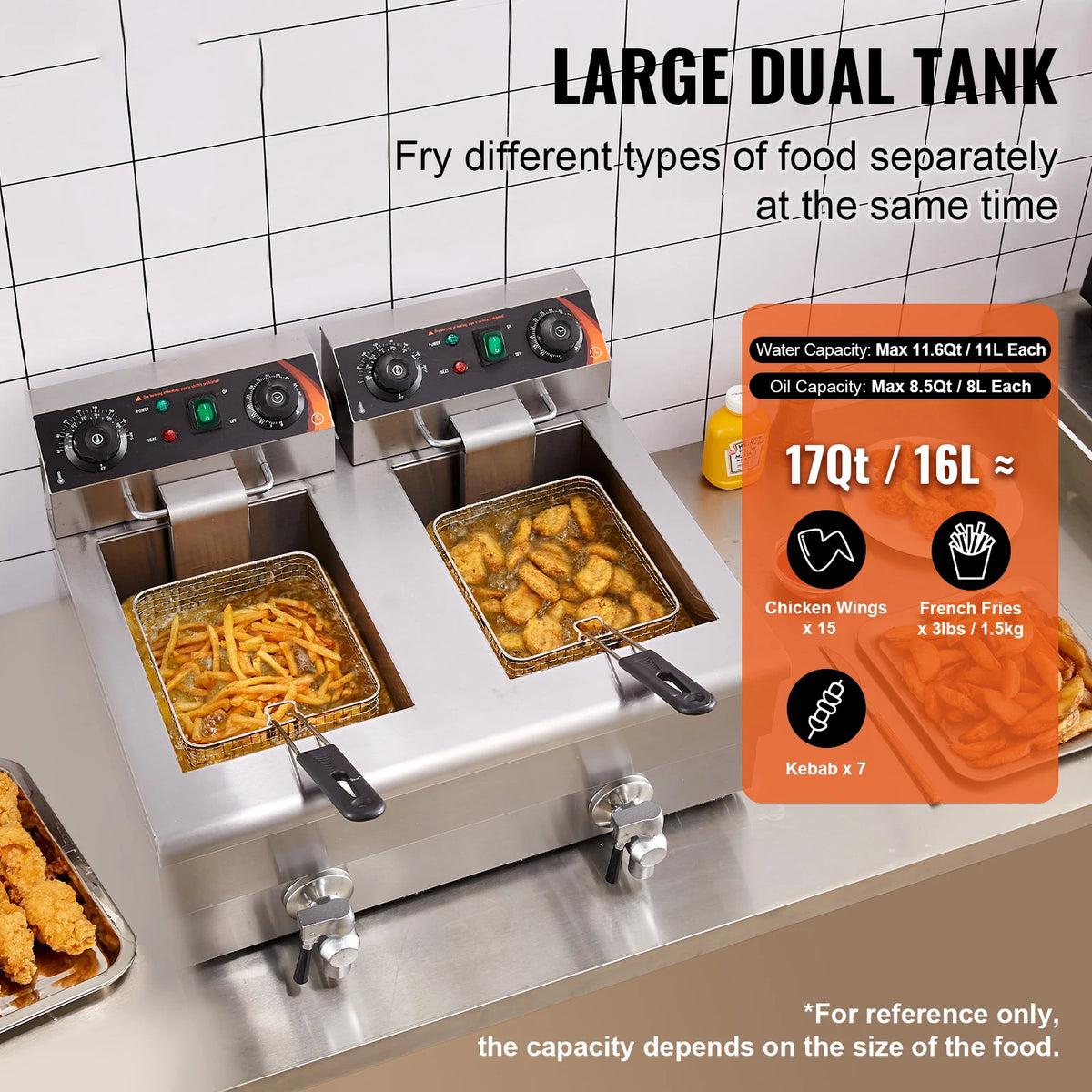 SucceBuy Commercial Dual Tank Electric Deep Fryer