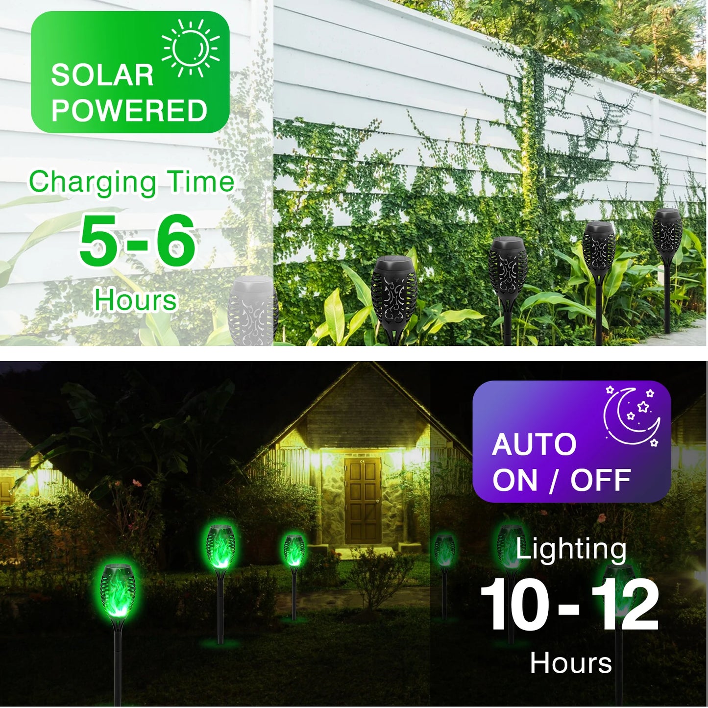 Solar Flame Torch Lamp Waterproof for Garden and Lawn