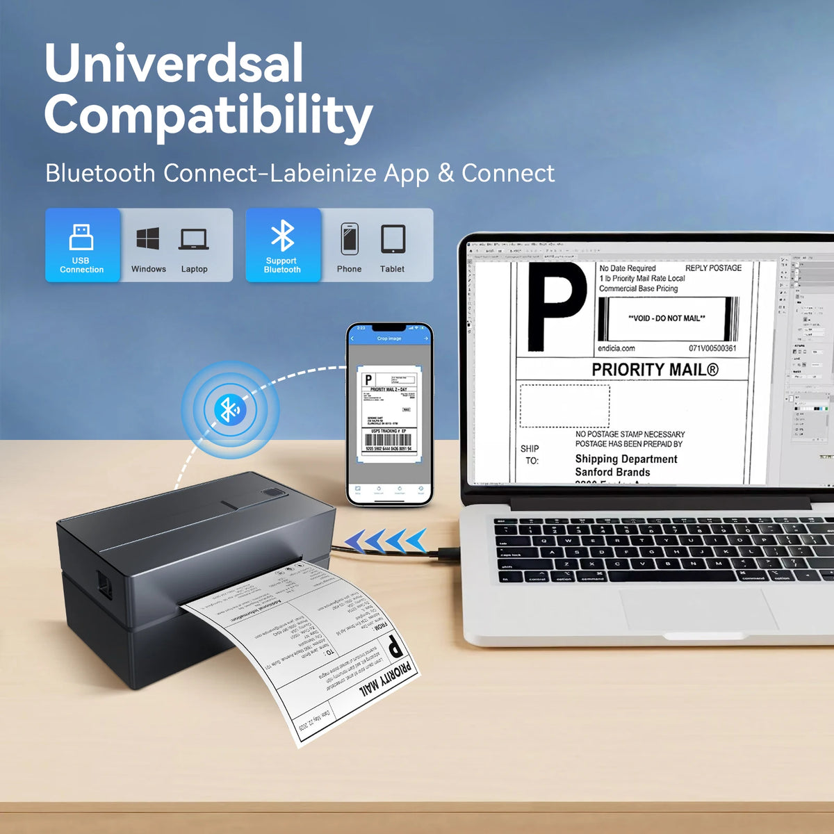 TakeYou Portable Thermal Label Printer Bluetooth Connectivity
