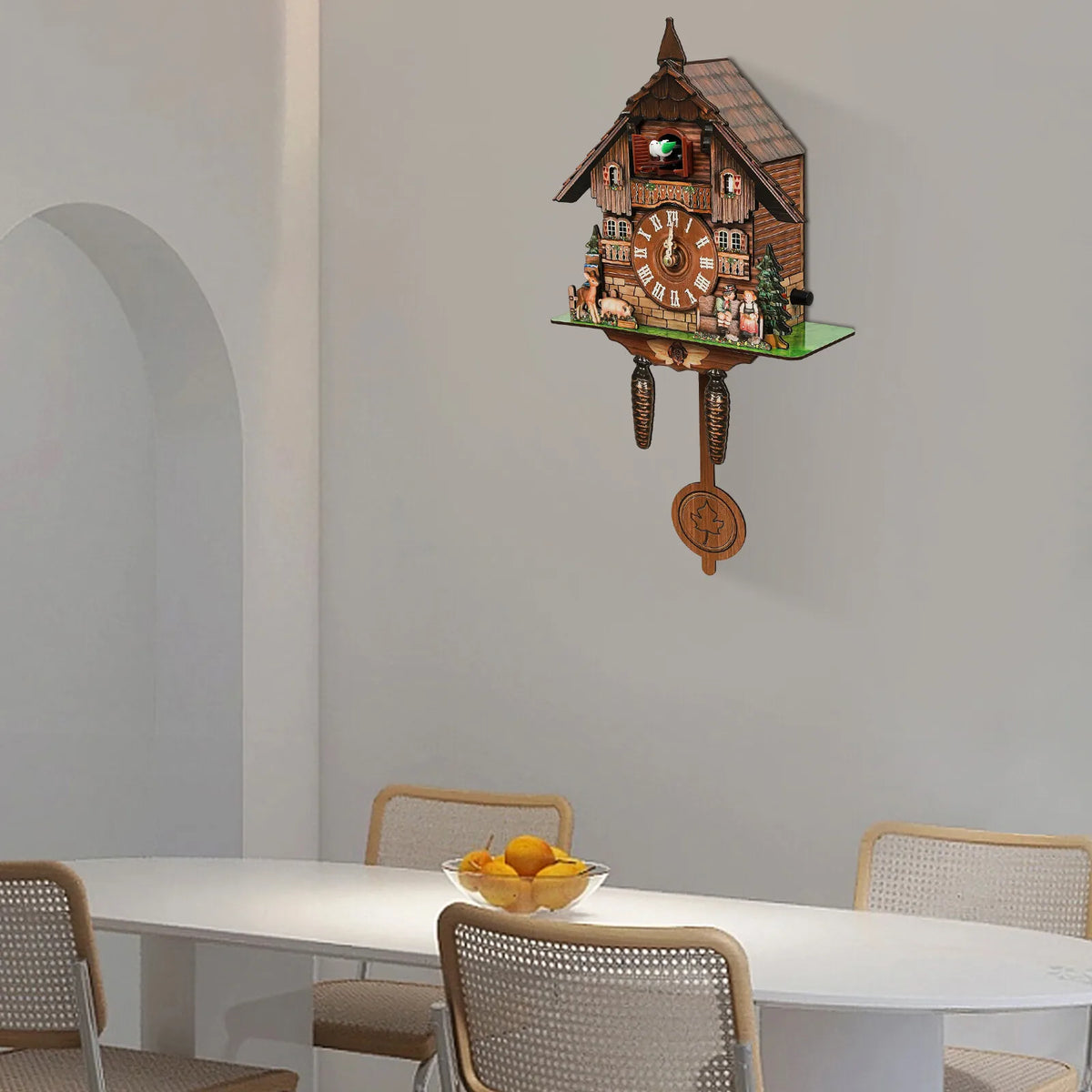 Traditional Wooden Cuckoo Wall Clock With Pendulum