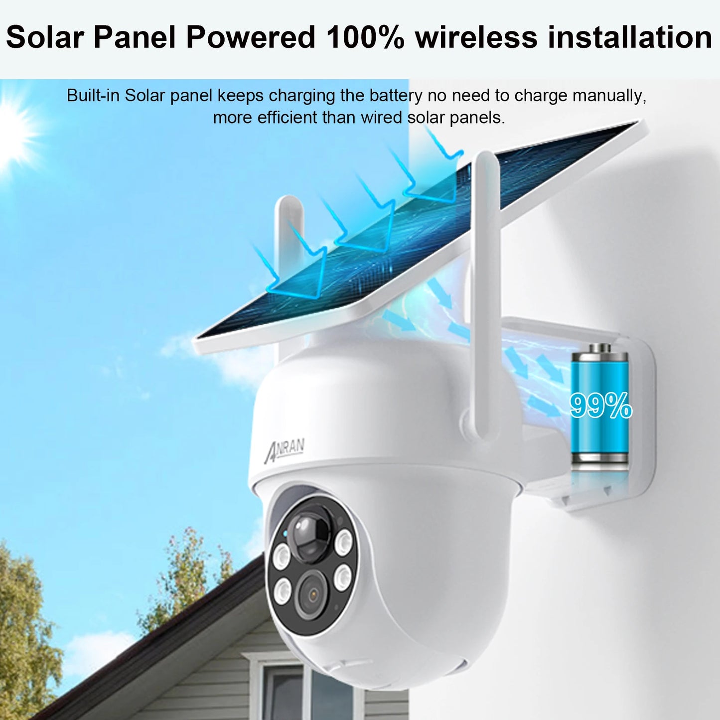 ANRAN Solar Security Camera 3/5MP Outdoor Battery WiFi