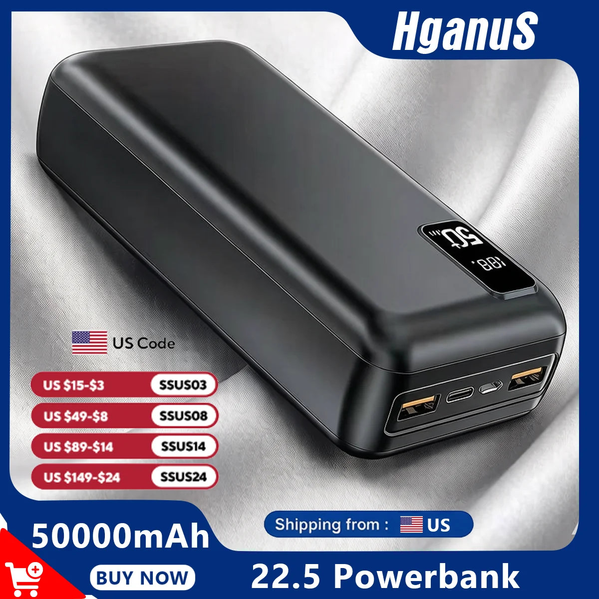 Hganus Fast Charge Digital Display Power Bank