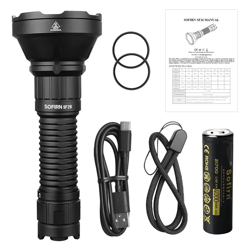 Sofirn SF26 Rechargeable Tactical LED Flashlight
