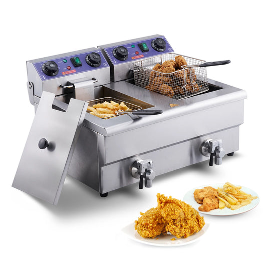 SucceBuy Dual Tank Commercial Electric Deep Fryer