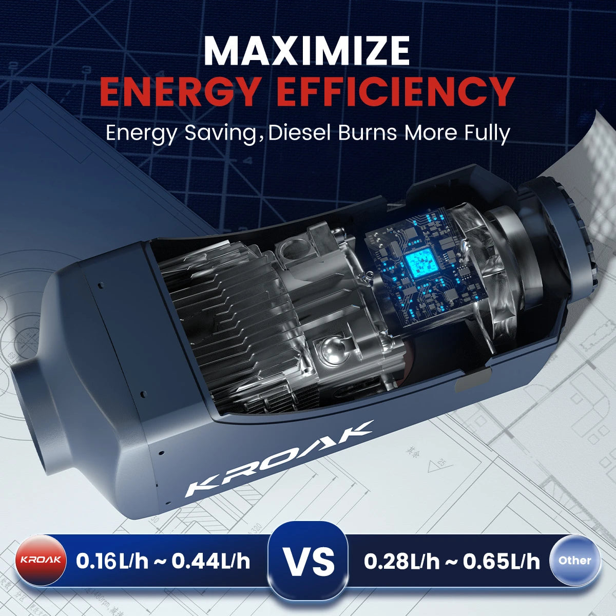 Hcalory 8KW Diesel Air Heater 12V 24V Bluetooth